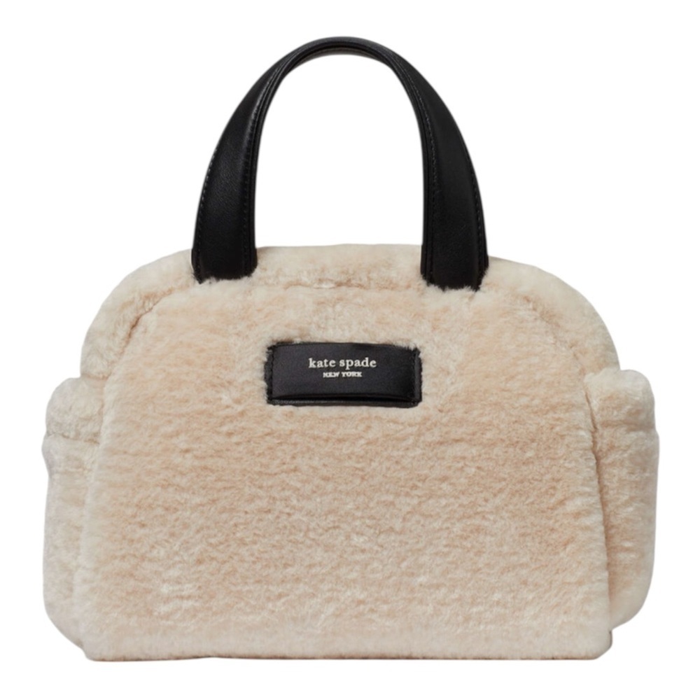 Kate Spade Apres Chic Faux Shearling Small Satchel Crossbody ~NWT~ Natural